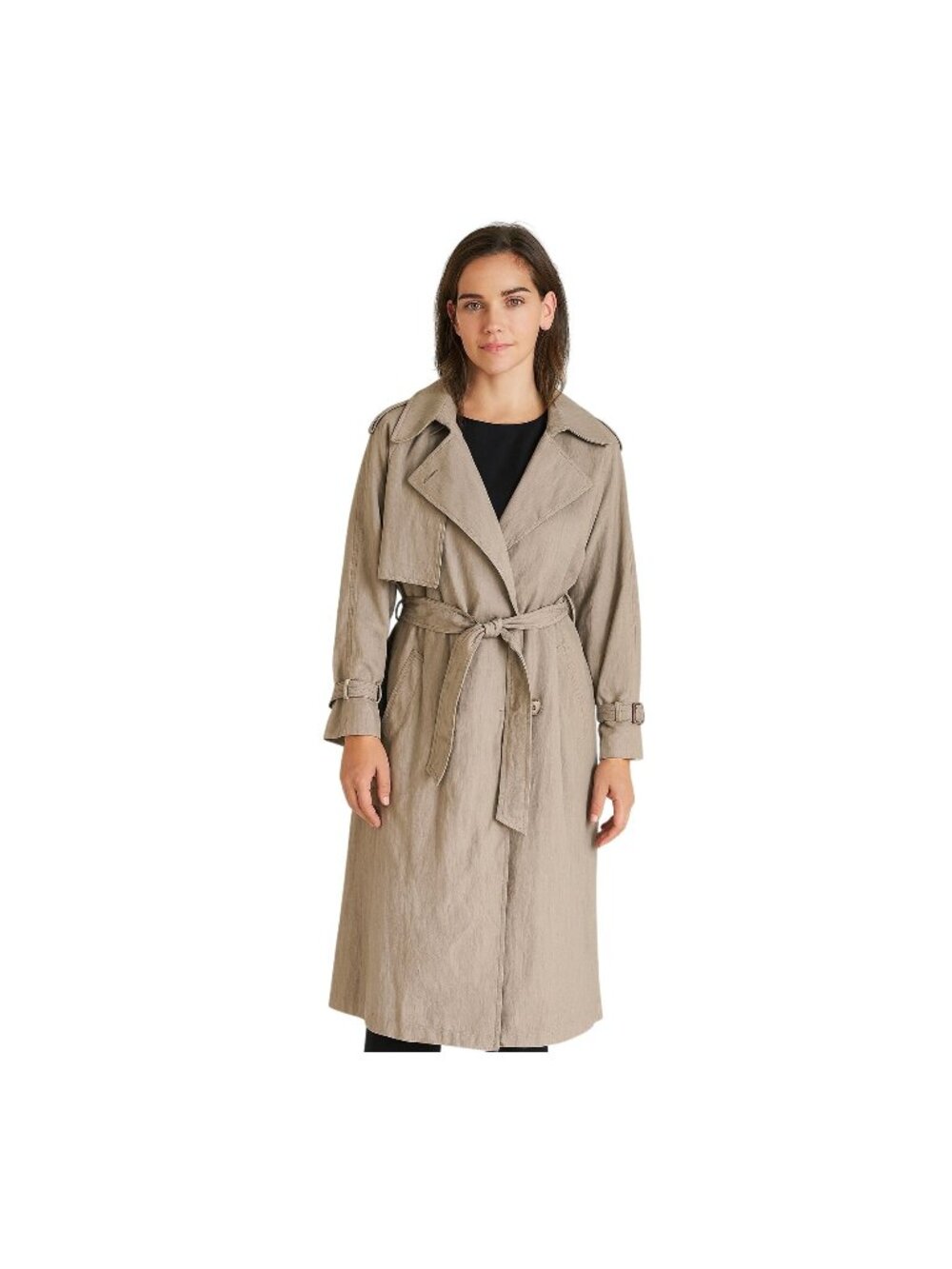 London Fog Khaki Belted Trench Coat Removable Thinsulate Liner Womens 12 Petite